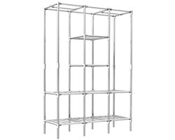 Garderobekast XXL 178x128x45 cm - Open Metalen Kledingkast met Opvouwbare Kledingstang voor Gang en Slaapkamer - Ruime Opbergkast voor Kleding, Schoenen en Accessoires