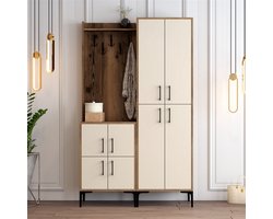 Garderobemeubel Berlin Melamine Walnoot Crème