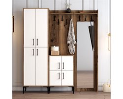 Garderobemeubel Berlin met Spiegel Walnoot Wit