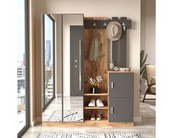 Garderobemeubel Didim Large Melamine Atlantic Pine Antraciet