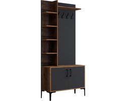Garderobemeubel Viyana Melamine Walnoot Antraciet