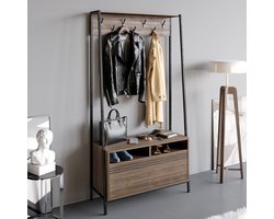 Garderobemeubel Woody Fashion | 94 x 35,3 x 180 cm | Walnut Black