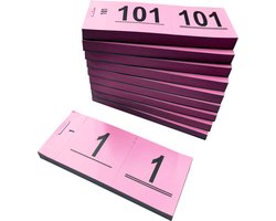 Garderobenummers 1 - 1000 - Nummerblocks - Afscheurbare Lootjes roze - DULA
