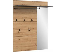 Garderobepaneel met spiegel - Entree meubel - Orde in huis - Gemaakt in Europa - 120x147x29 cm - Artisan grijs