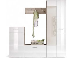 Garderobeset - Hallmeubelset - Hal Organiseren - Modern Design - 195x195x36cm - Wit Hoogglans