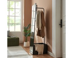 Garderobespiegel Saden met kledingrek 165x40x51 cm zwart [en.casa]