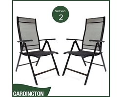 Gardington Tuinstoelen - 2 stuks - verstelbaar en opklapbaar – Antraciet