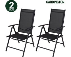 Gardington - Tuinstoelen – Klapstoel – Vouwstoel voor op Terras/Tuin/Camping – Tuinset – Campingstoel – Tuinstoel – Verstelbaar en Opklapbaar – Antraciet – Set van 2