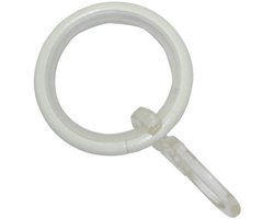 GARDINIA gordijnringen voor gordijnroedes met Ø 16 mm - 20 mm, met glijder en gordijnhaken, 10 stuks, breedte 4 mm, Kreta, metaal/kunststof, wit
