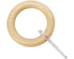 GARDINIA gordijnringen voor gordijnroedes Ø 25 mm, met gordijnhaken, 10 stuks, ringbreedte 8,5 mm, hout, beuken
