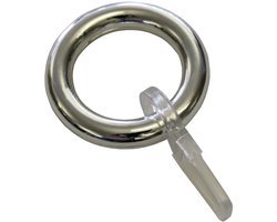GARDINIA gordijnringen voor gordijnroedes/caféroedes, inclusief plooihaken, 10 stuks, ringbreedte 6 mm, kunststof, chroom