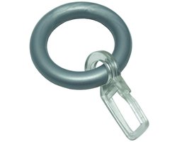 GARDINIA gordijnringen voor gordijnroedes/caféroedes, inclusief plooihaken, 10 stuks, ringbreedte 6 mm, kunststof, mat zilver