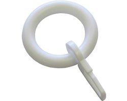 GARDINIA gordijnringen voor gordijnroedes/caféroedes, inclusief plooihaken, 10 stuks, ringbreedte 6 mm, kunststof, wit