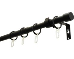 GARDINIA Gordijnroede-set, 1 roede, Ø19/16 mm, aan beide zijden uitschuifbaar, mat-zwart, 180-310 cm