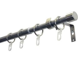 GARDINIA Gordijnroedeset, 1-spoor, Ø 19/16 mm, Gordijnroede, Tweezijdig uitschuifbaar, 120-190 cm, RVS-look