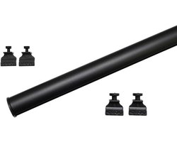 GARDINIA Onderprofiel voor clips voor paneelgordijnen en gordijnen, paneelwagens, inclusief plakstrips en 2 paar glijders, aluminium, 60 cm, mat zwart