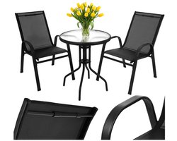 GARDLOV balcony garden furniture set, table + 2 chairs, for terrace, balcony and garden