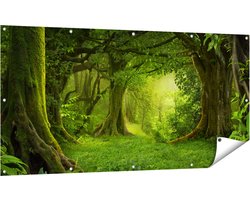 Gards Tuinposter Groene Tropische Jungle Bos - 160x80 cm - Tuindoek - Tuindecoratie - Wanddecoratie buiten - Tuinschilderij