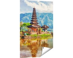 Gards Tuinposter Pura Tempel in Bali op het meer Beratan - 60x90 cm - Tuindoek - Tuindecoratie - Wanddecoratie buiten - Tuinschilderij