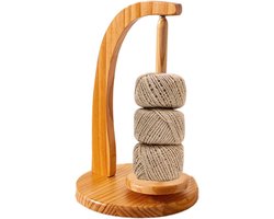 Garenbalhouder, wollen afwikkelaar voor haken en breien accessoires, magnetische garentrifuge, roterend houten rek voor breiliefhebbers benodigdheden, oma en moederdagcadeau (logkleur)