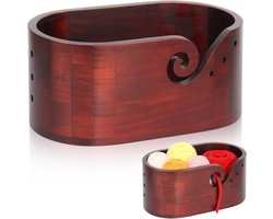 Garenkom - Extra grote ovale houten garenkom voor haken en breien - Groot formaat 28 x 15 x 12 cm- kom voor haakgaren en wol