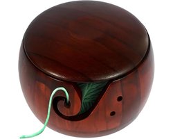 Garenkom met deksel - Yarn bowl - breiaccessoires | Houten garenhouder voor breien en haken - Handgemaakt