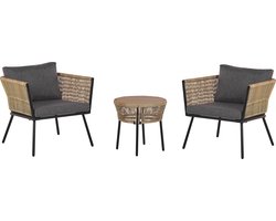 GARGANO - Bistroset voor 2 - Lichtbruin - PE rotan