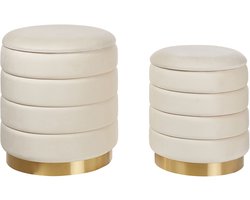 GARLAND - Poef set van 2 - Lichtbeige - Fluweel