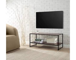 Garrison mediameubel - 102 cm breed - met zwart metalen frame | TV-meubel - met plank | Eenvoudige montage - rode mahoniehouten korrel