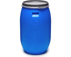 Garronda 120L Kunststof Trommel Met Deksel - Vat - Regenton - HDPE - Voedselvat - Tuin Hobbock - Blauw/Zwart - GD-STE-Barrel