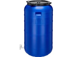 Garronda 250L Kunststof Trommel Met Deksel – Regenton met Kraan - Vat - HDPE - Voedselvat - Tuin Hobbock – Blauw - GD-STE-BarrelFR