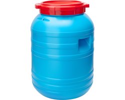 Garronda 30L Kunststof Trommel Met Deksel - Vat - HDPE - Voedselvat - Tuin Hobbock - Blauw/Rood - GD-SK-Barrel