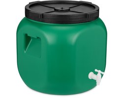 Garronda 40L met Kraan Kunststof Trommel Met Deksel - Vat - HDPE - Voedselvat - Tuin Hobbock – Groen - GD-DOL-Barrel-Green