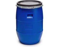Garronda 60L Kunststof Trommel Met Deksel - Vat - Regenton - HDPE - Voedselvat - Tuin Hobbock - Blauw/Zwart - GD-STE-Barrel