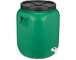 Garronda 60L met Kraan Kunststof Trommel Met Deksel - Vat - HDPE - Voedselvat - Tuin Hobbock – Groen - GD-DOL-Barrel-Green