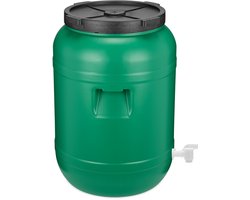 Garronda 80L met Kraan Kunststof Trommel Met Deksel - Vat - HDPE - Voedselvat - Tuin Hobbock – Groen - GD-DOL-Barrel-Green