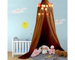 Garsent Bed Luifel voor Kids Baby Bed,Schattig Katoen Ronde Dome Opknoping Bed Luifel Klamboe Gordijn voor Baby Kids Spelen Home Decor (bruin)