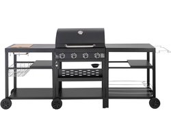 Gas BBQ gasbarbecue barbecue outdoor keuken - 12 kW - 4 branders - Zwart