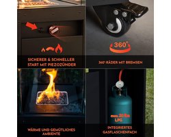 Gas Terrasverwarmer Parasol – Bellavero Umbrella Deluxe | 12 kW | Vrijstaand | 216 cm Hoog | Windbestendig met Glazen Bescherming | Luxe Gasheater Tuin, Horeca & Balkon – Wit – Afmetingen op aanvra...