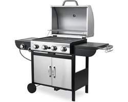 Gasbarbecue – Gas Grill – BBQ Grill – Trolley Barbecue – Outdoor Grill – 4+1 RVS Branders – Inclusief Thermometer