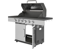 Gasbarbecue - Gasbarbecue en grill - 6 Branders - Met slang en thermometer - zilver