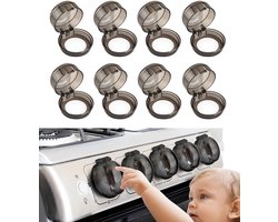 Gasfornuis Knop Beschermhoes- Stookknopovertrekken- Veiligheid Van Kinderen- Kinderveilige Knopovertrekken-Kunststof Knop Deksel-universele gasfornuis kookplaat oven knoppen-Keukengereedschap - Voor Gasfornuis- 8Stuks- Zwart