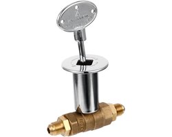 Gaskraan Koper - Afsluiter Messing - Vuurkorf Aansluiten - Met Montagesleutel - 1/2 Inch - Koperkleurig