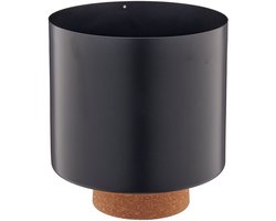 Gasper Creativ Plantenpot Zwart Mat Ø 17,5 x 19,5 cm - Metaal en Kurk