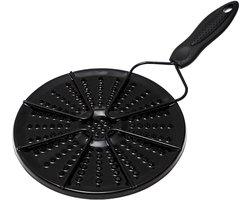 Gaspitverkleiner - Vlamverdeler - Sudderplaatje - Handgreep - Warmteverspreiderplaat - Fornuis - Warmteverspreider voor gasfornuis - Met Handvat - Diameter 19 cm - Zwart