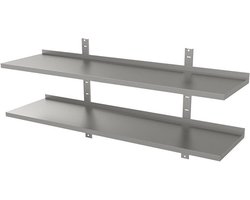 Gastro-Inox Dubbele Wandplank van RVS, 1000(l)x400(d)mm - 303.212 - Horeca & Professioneel