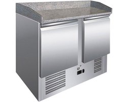 Gastro-Inox RVS Werkbank Met 2 Deuren & Marmer Werkblad, Geforceerd Gekoeld, Gastro-Inox 202.007