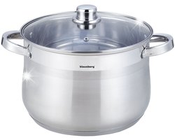 Gastro Pan 16L RVS, 30cm Diameter, Met Glazen Deksel