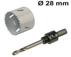 Gatenzaag Ø28 mm - Adapter met centreerboor - Geschikt voor LED Inbouwspots Milano - Bi-metaal zaagblaad