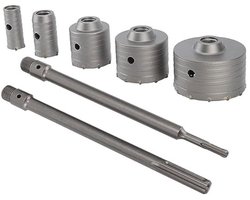 Gatenzaagset voor beton, 9-delig, gatenzaagset voor beton, 30 mm, 40 mm, 65 mm, 80 mm en 100 mm, inclusief sterke kist